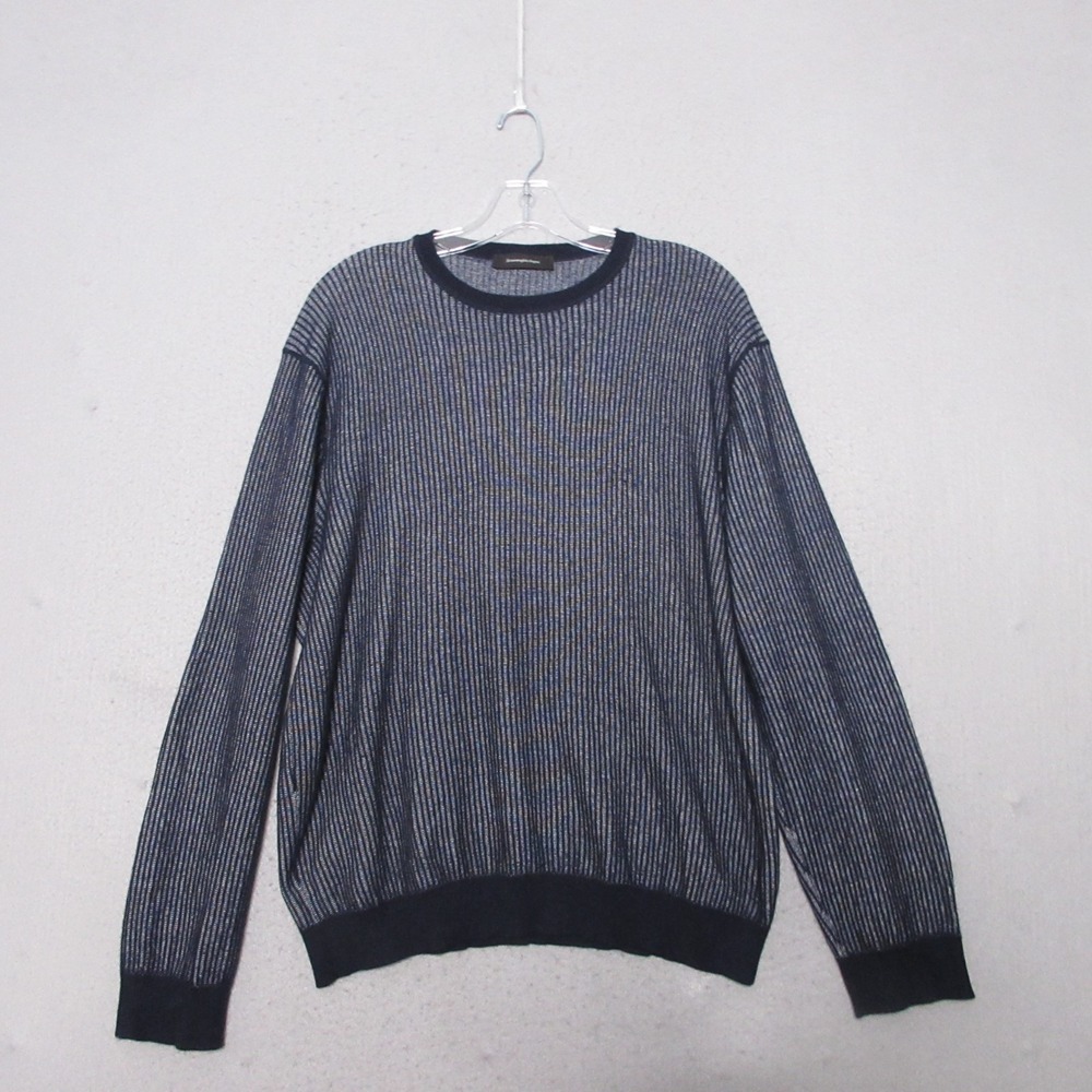 Ermenegildo Zegna Sweater Men UIT 54 Blue Cashmere Cotton Blend Made in Italy